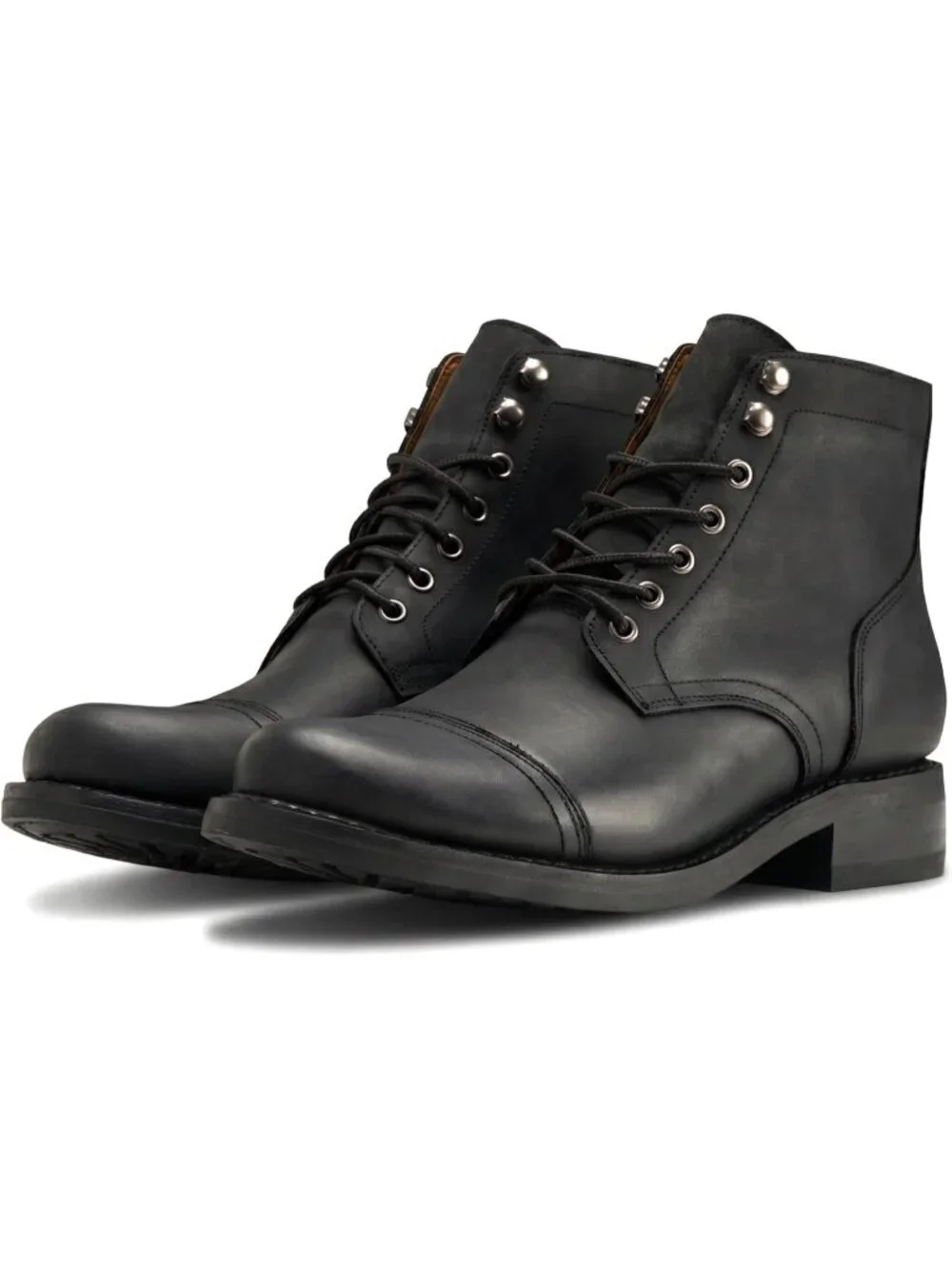 Men's Black Matte Casual Leather Dress Lace Up Ankle Boots Slip on Chukka Boots